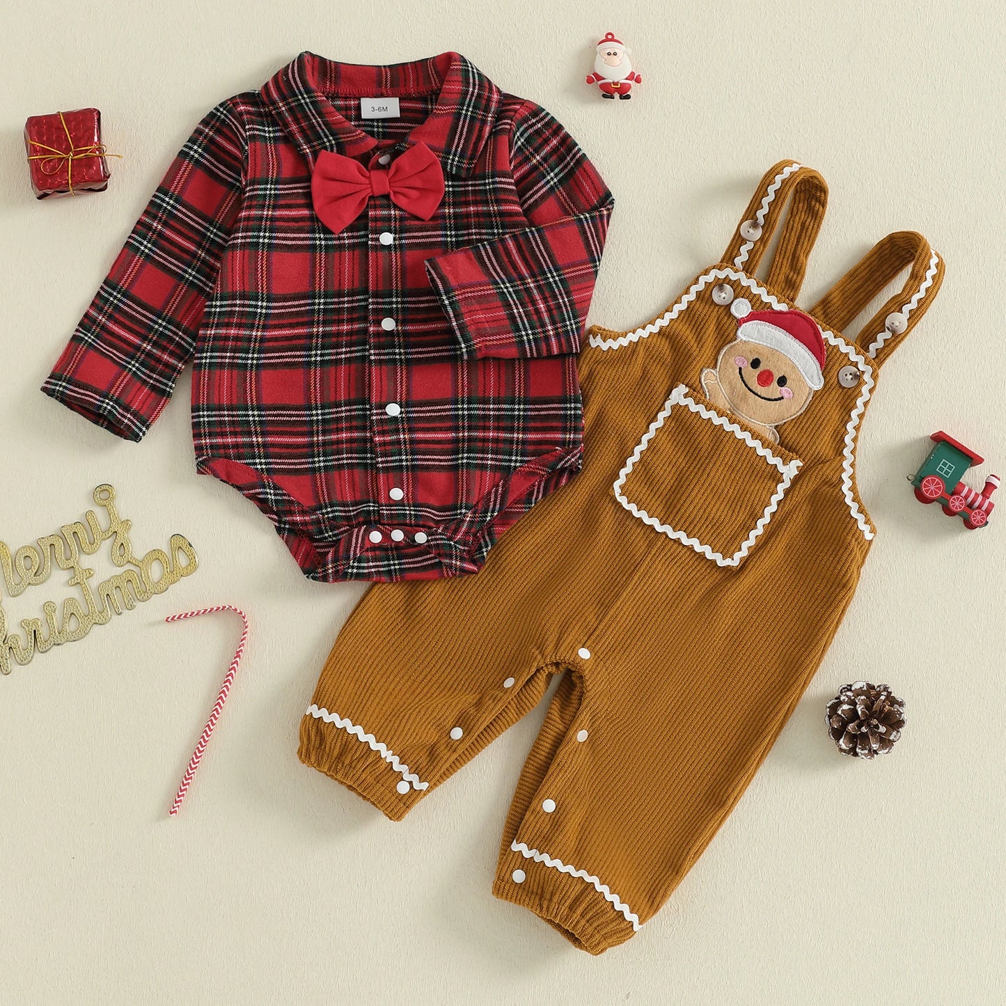 Toddler Boy Holiday Outfit Red Plaid Shirt and Pants Set with Reindeer Embroidery Christmas Party Clothes 2Pcs Ensemble