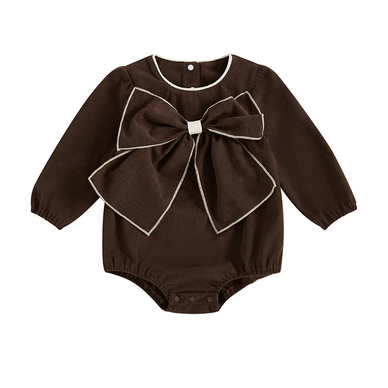 2024-08-20 Lioraitiin Baby Girl Bow Romper Round Neck Long Sleeve Jumpsuit Casual Clothes for Fall Winter