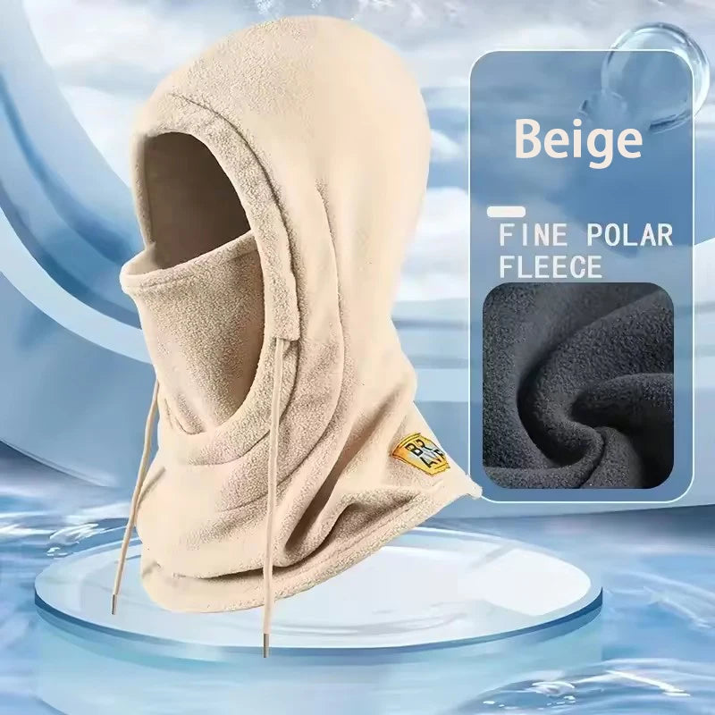 Winter Warm Neck Cover Integrated Knitted Face Mask for Unisex Drawstring Windproof Hat Outdoor Ski and Motorcycle Riding Hat