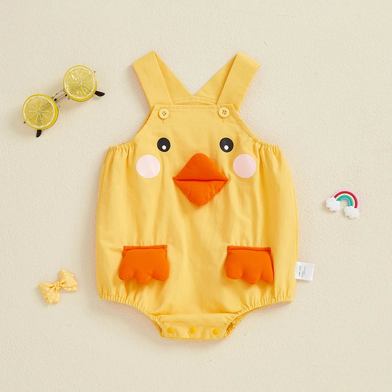 Pudcoco Baby Toddler Duck Overall Romper Cute Animal Sleeveless Bodysuit Casual Summer Clothes for Boys Girls