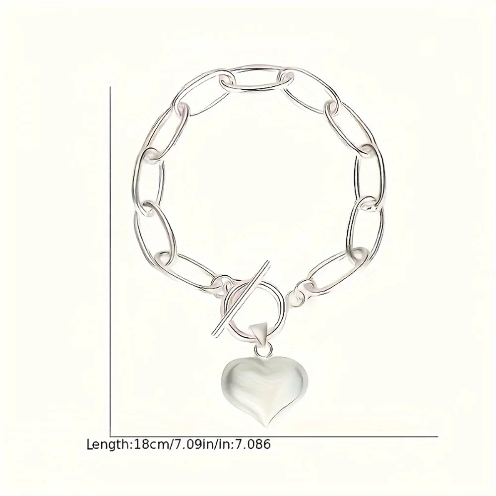 925 Sterling Silver Bracelets Fashion Cubic Peach Heart Pendant Chain Bracelet for Women Jewelry Anniversary Valentine's Day USA