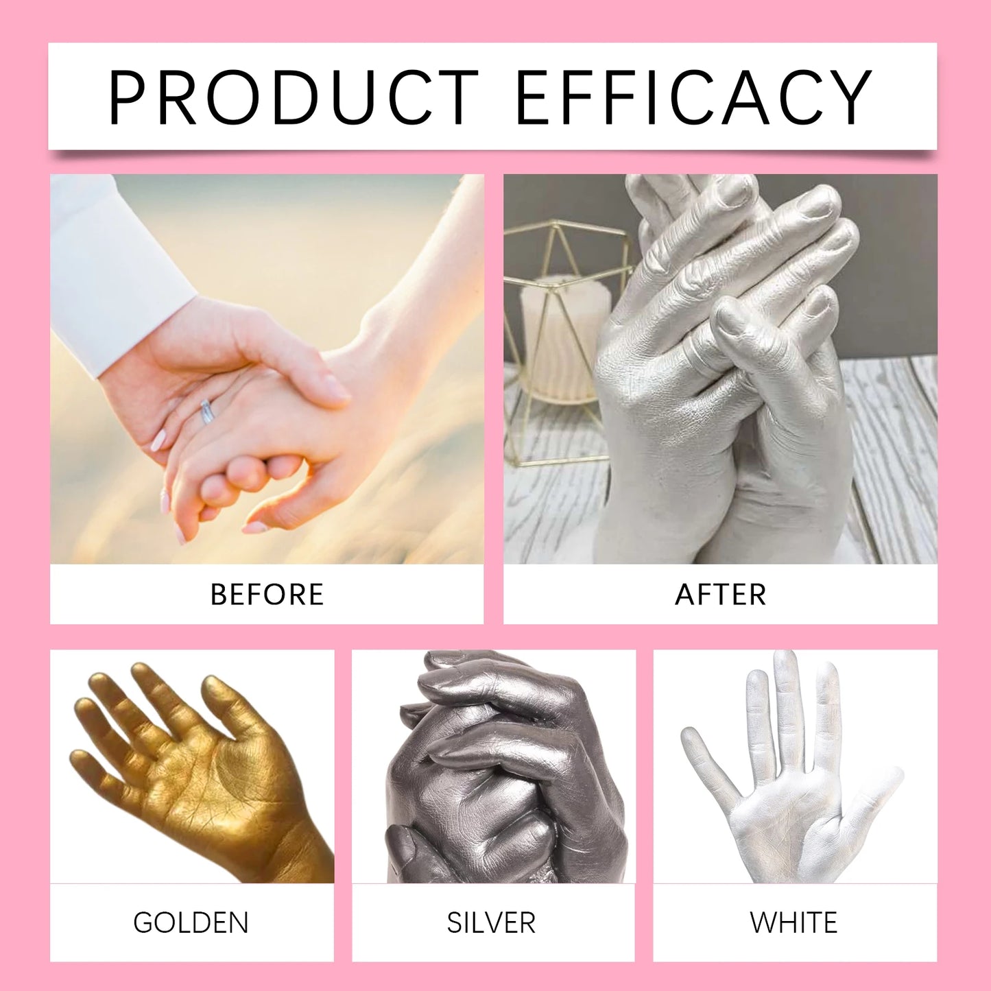 Dowmoo Valentine's Day Couple Hand Model Powder Set, Hand DIY Souvenir 3D Clone Hand Model Toy Gift