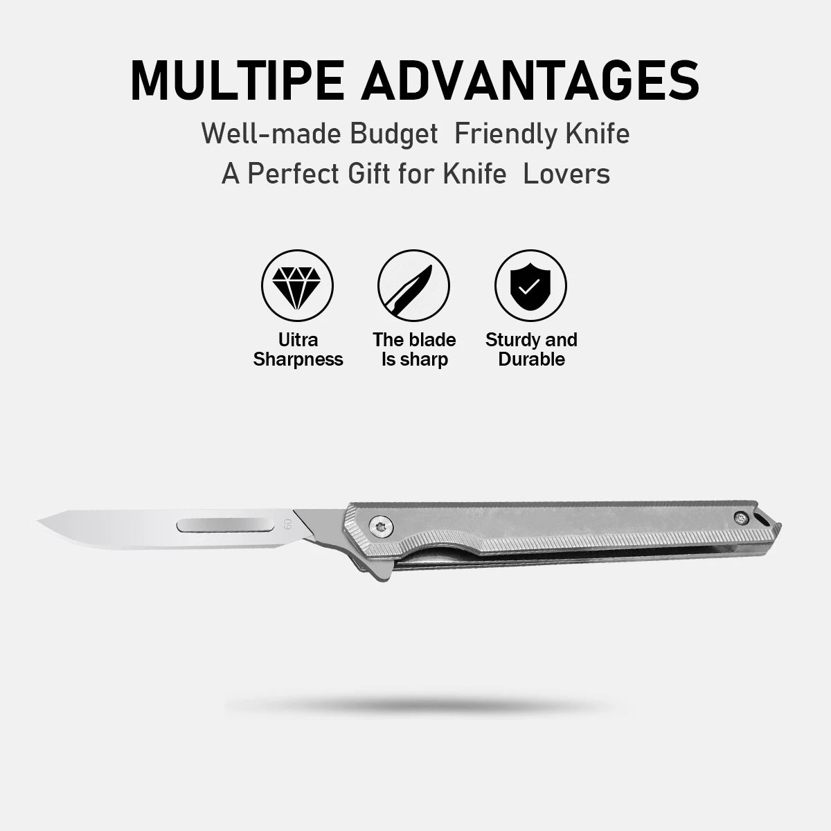 Titanium Pocket Utility Knife: Men's Tactical Folding EDC Multi-ToolComes with 5 interchangeable blades. Great for camping, hiking, DIY, carving, daily use. Perfect gift for Valentine's Day, Father's Day, etc.