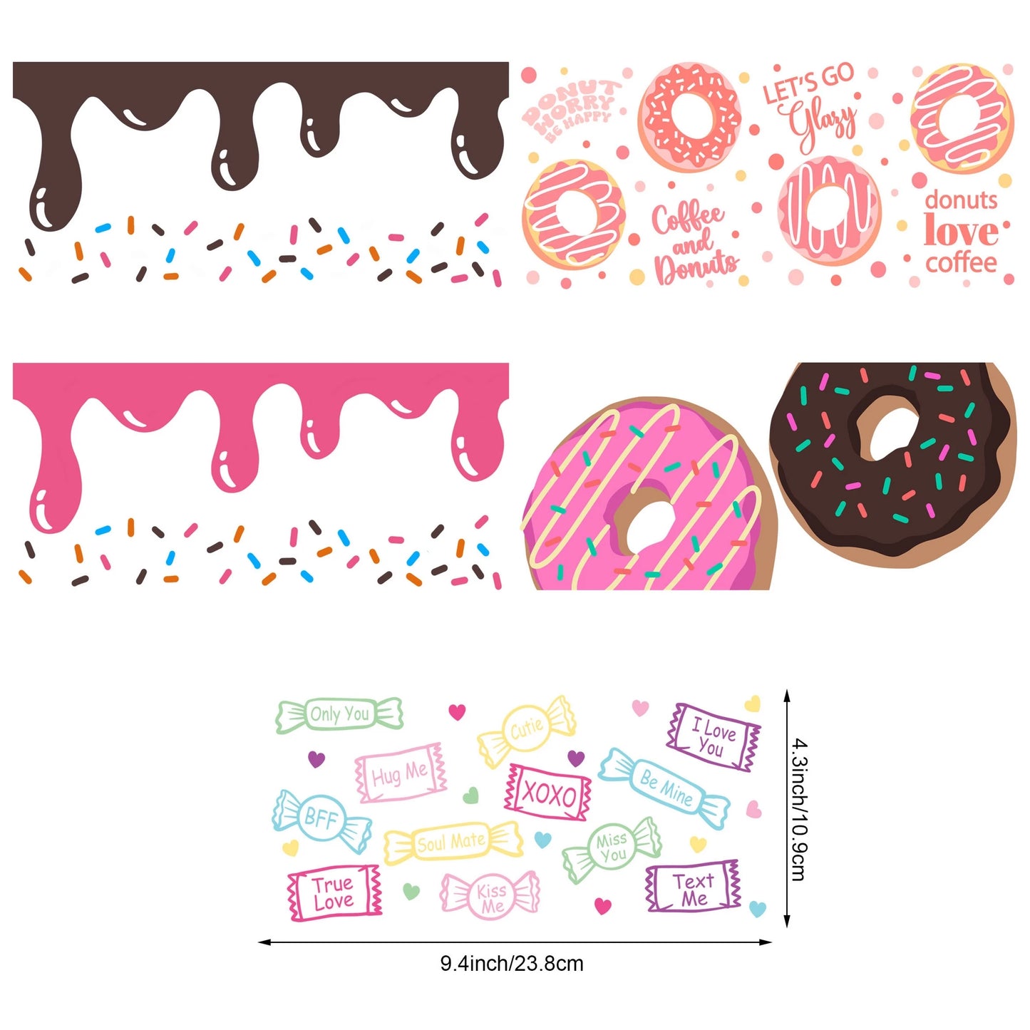 5 sheets Valentine's Day UV DTF cup stickers, DTF friction transfer stickers, waterproof transfer stickers