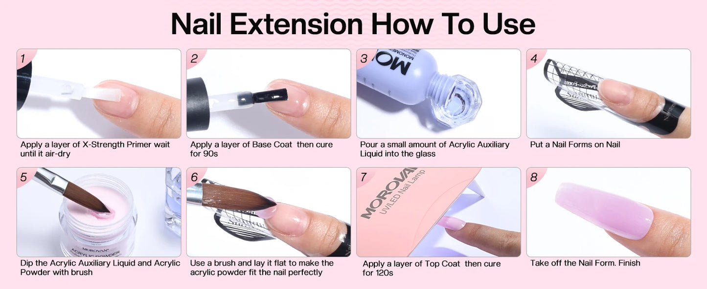 Morovan Professional Beginner Acrylic Nail Starter Kit, Convenient All-In-One Kit For Home Salon, Valentine's Day Holiday Gift
