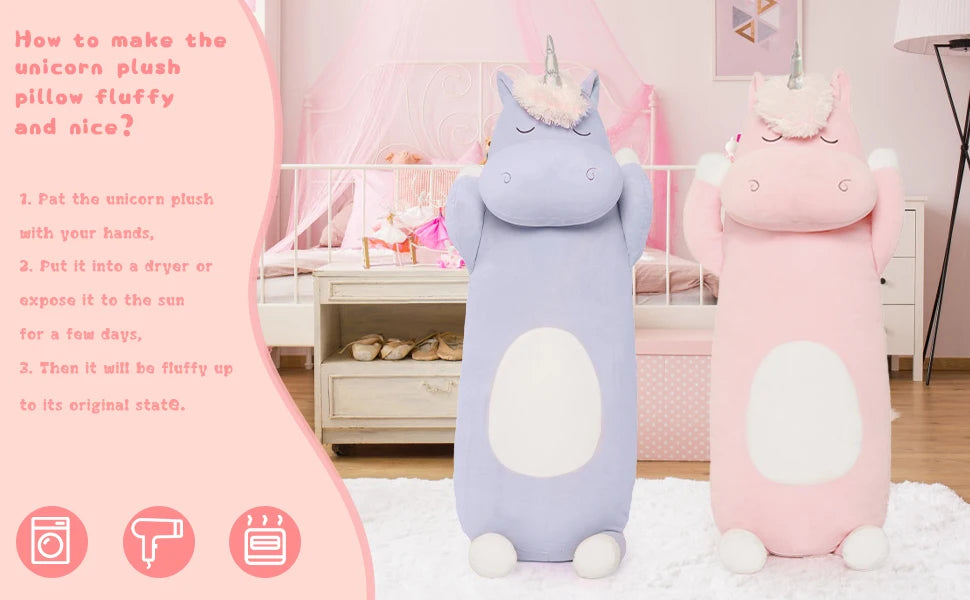 MorisMos Big Unicorn Body Pillow, 36.2'' Soft Unicorn Pillow for Christmas Birthday Valentine's Day,Pink