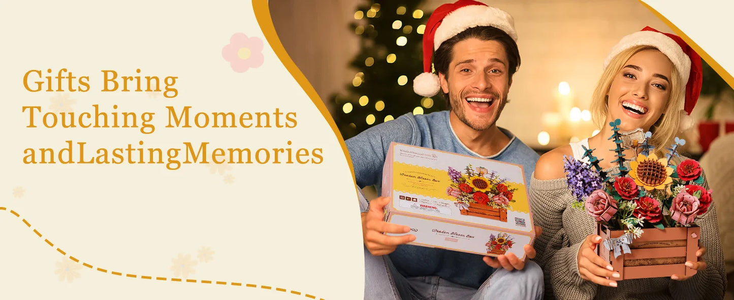 Robotime Flowers 3D Wooden Puzzle Artificial Bouquet Model Kits Wooden Puzzle Construction Kit Women Valentine's Day Birthday