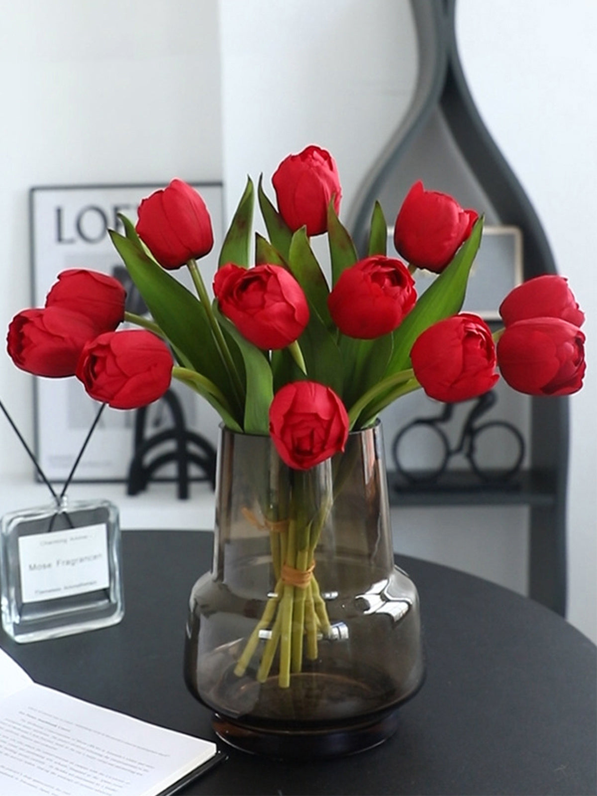 1 Bunch Artificial Tulip Flowers 6 Heads Real Touch Fake Flowers 13" for Mother's Day Valentine's Day Gifts Artificial