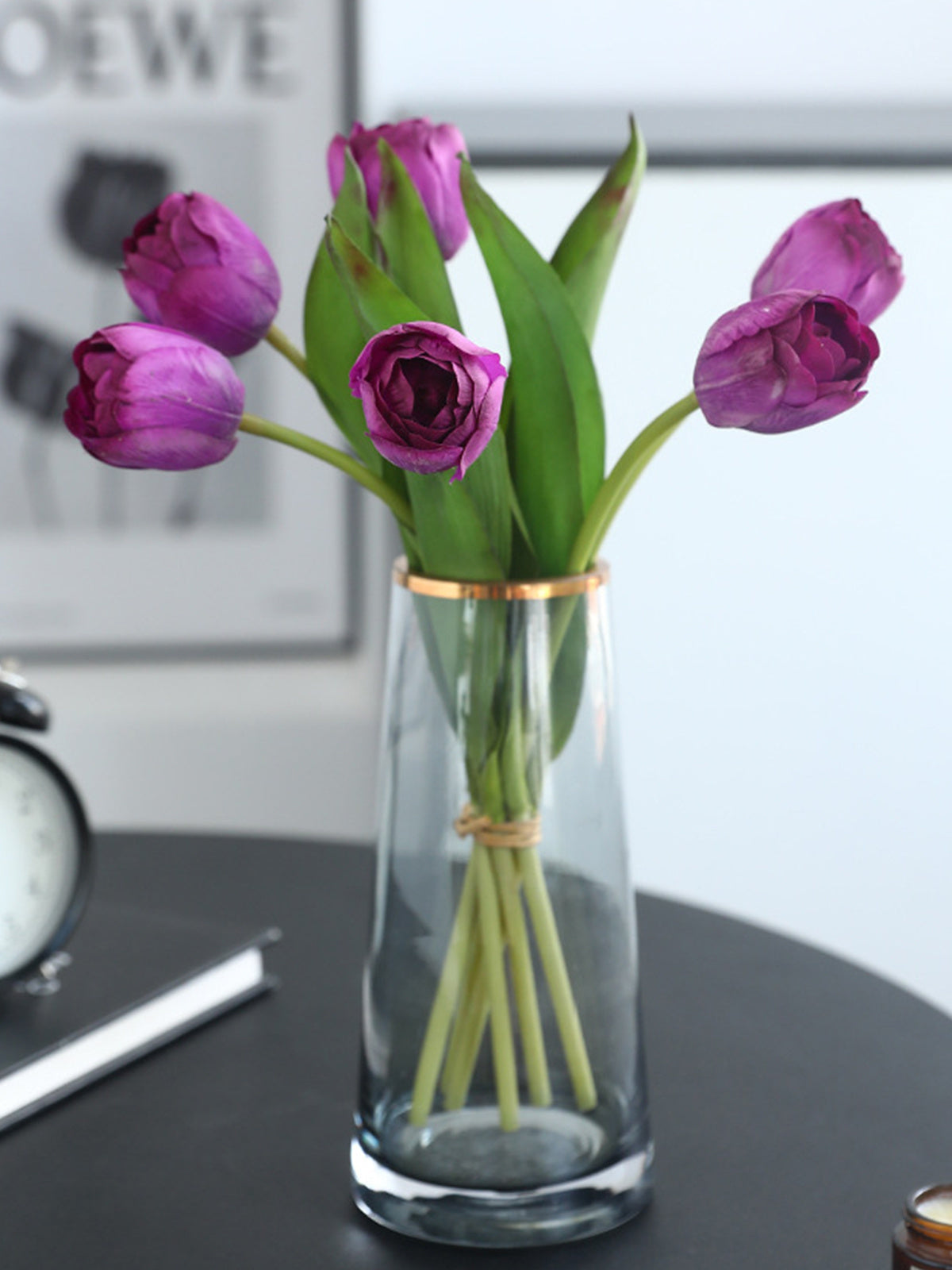 1 Bunch Artificial Tulip Flowers 6 Heads Real Touch Fake Flowers 13" for Mother's Day Valentine's Day Gifts Artificial