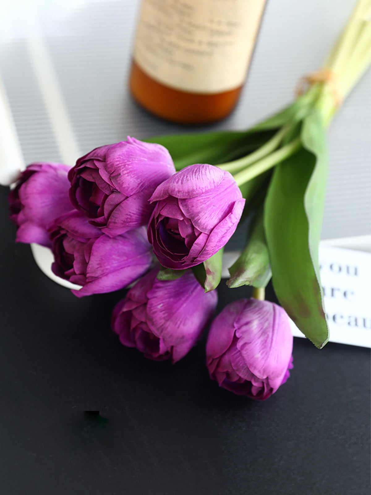 1 Bunch Artificial Tulip Flowers 6 Heads Real Touch Fake Flowers 13" for Mother's Day Valentine's Day Gifts Artificial