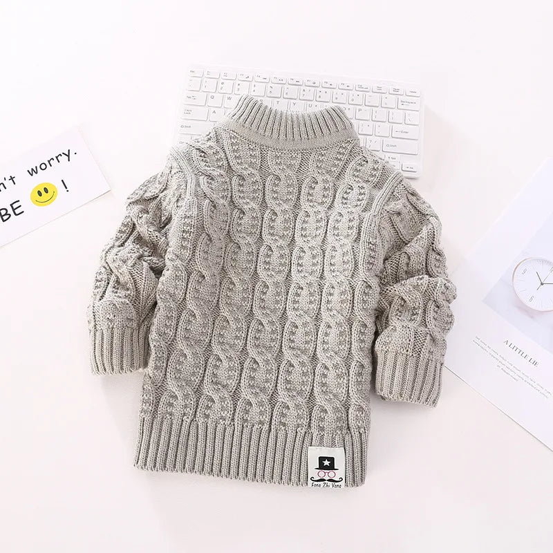Kids Girl Sweater Tricots Turtleneck Pullover Baby Winter Tops Solid Color Sweaters Autumn Boy Girl Warm Sweater Pull 1-8Y