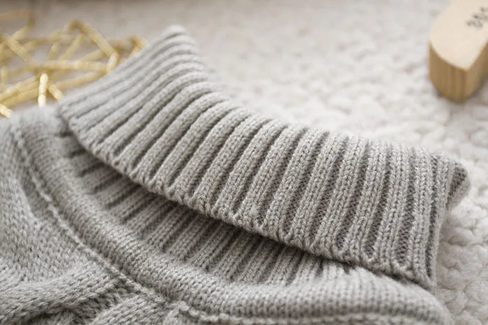 Kids Girl Sweater Tricots Turtleneck Pullover Baby Winter Tops Solid Color Sweaters Autumn Boy Girl Warm Sweater Pull 1-8Y