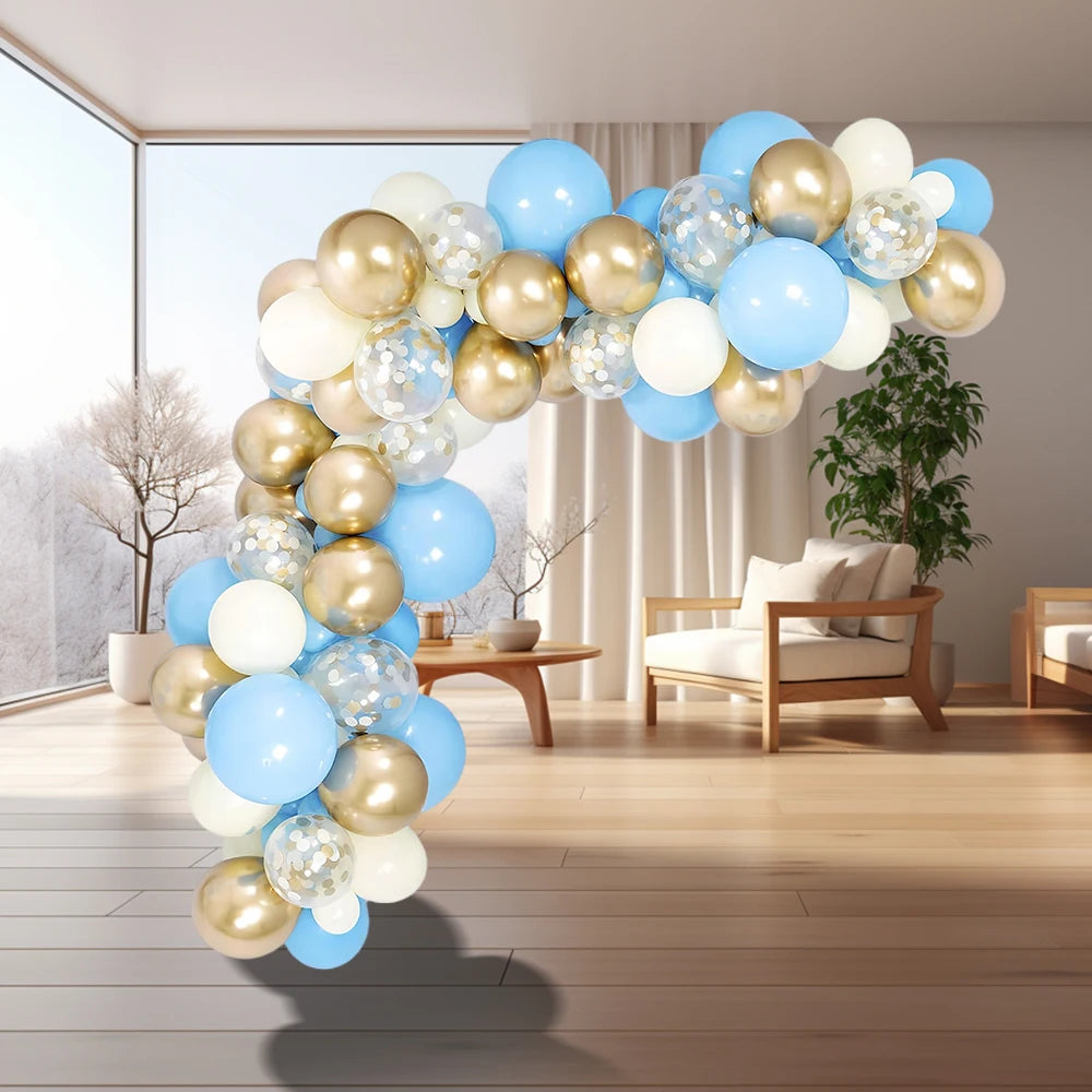 Festivals Christmas Halloween New Year Valentine's Day Thanksgiving Light Blue White Gold Latex Party Decoration Ballon Set