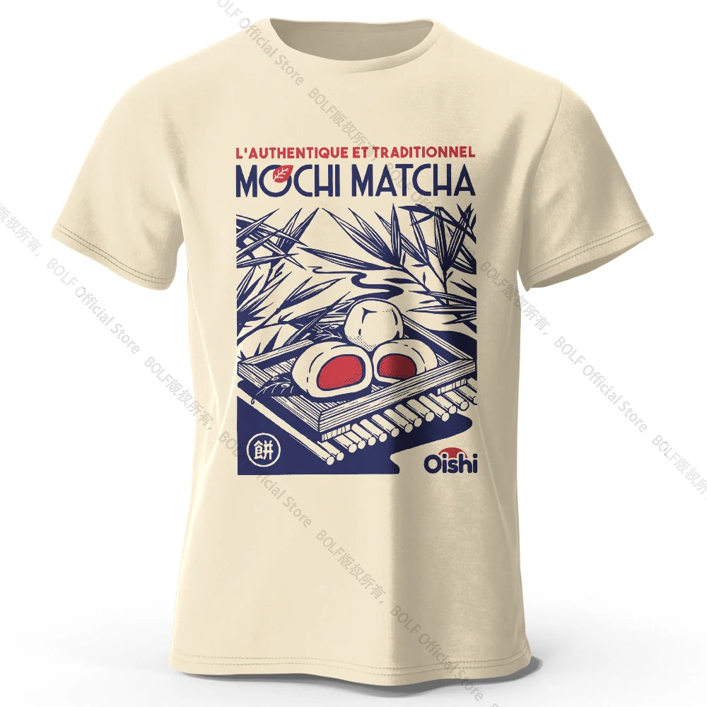 100% Cotton Artistic Japanese Street Food Print Tee - Vintage Hand-drawn Design Trendy Comfortable Casual Wear