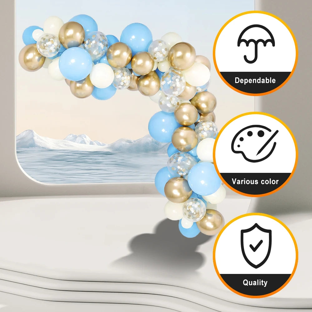 Festivals Christmas Halloween New Year Valentine's Day Thanksgiving Light Blue White Gold Latex Party Decoration Ballon Set