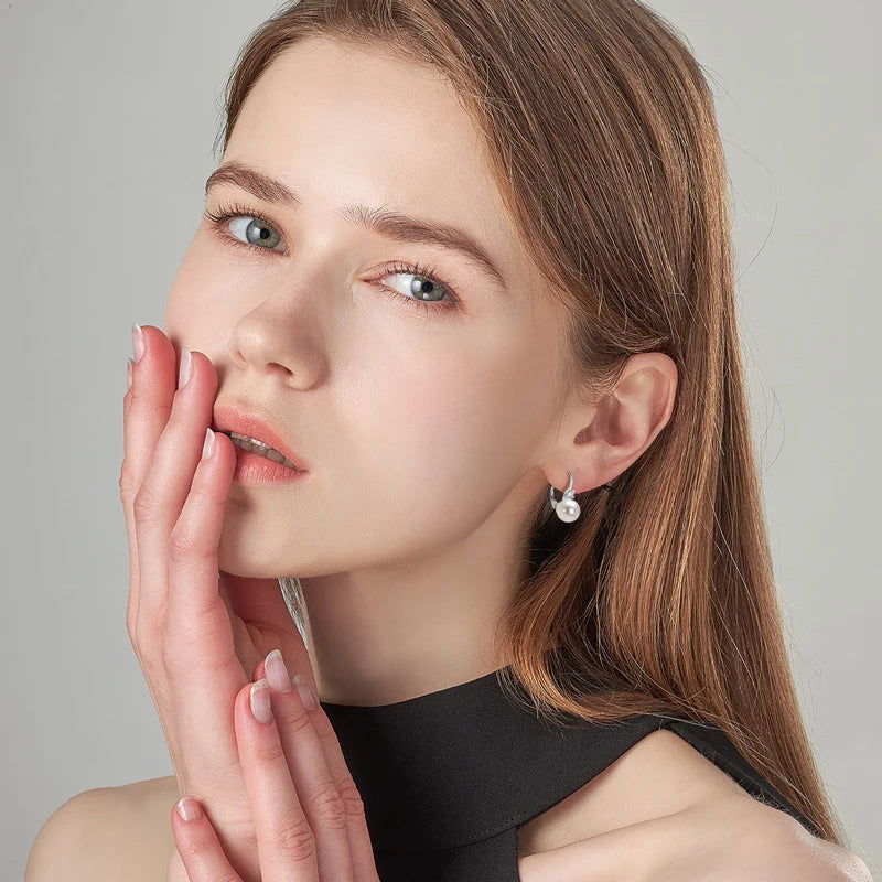 OXTAO Natural Freshwater Pearl Hoop Earrings Ladies Jewelry  Elegant Earring Valentine's Day Girlfriend Birthday Wedding Gift