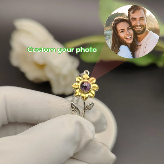 Sunflower Personalized Photo Necklace Flower Pendant Custom Picture Projection Party Valentine's Day Jewelry Gifts for Women