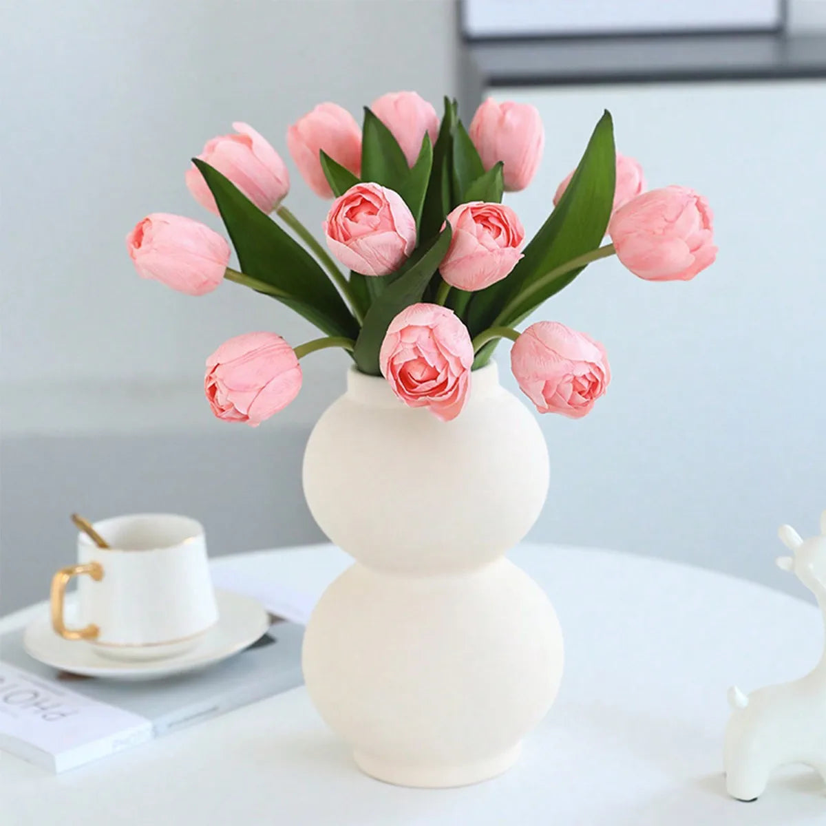1 Bunch Artificial Tulip Flowers 6 Heads Real Touch Fake Flowers 13" for Mother's Day Valentine's Day Gifts Artificial