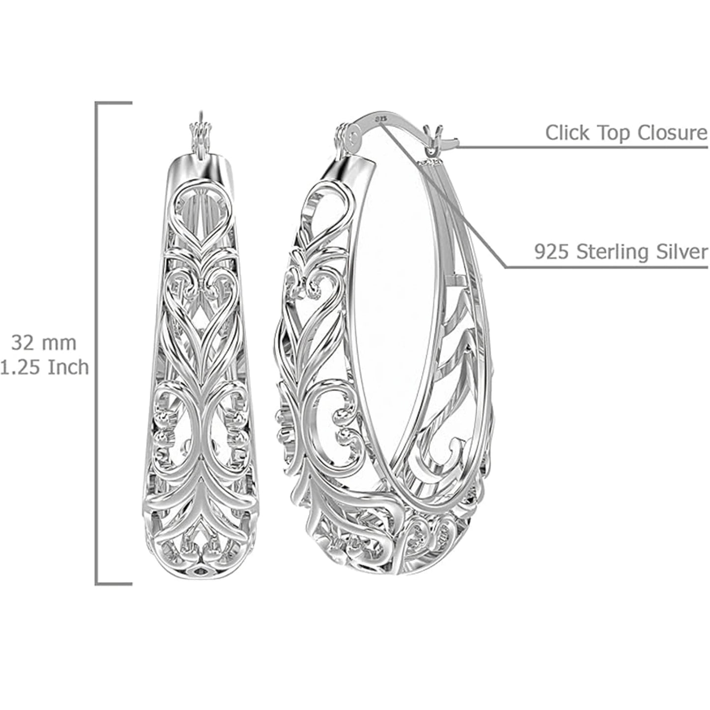 925 silver, hollowed out vintage earrings, women's earrings, teenage fashion items Valentine's Day, Mother's Day, Christmas, bir