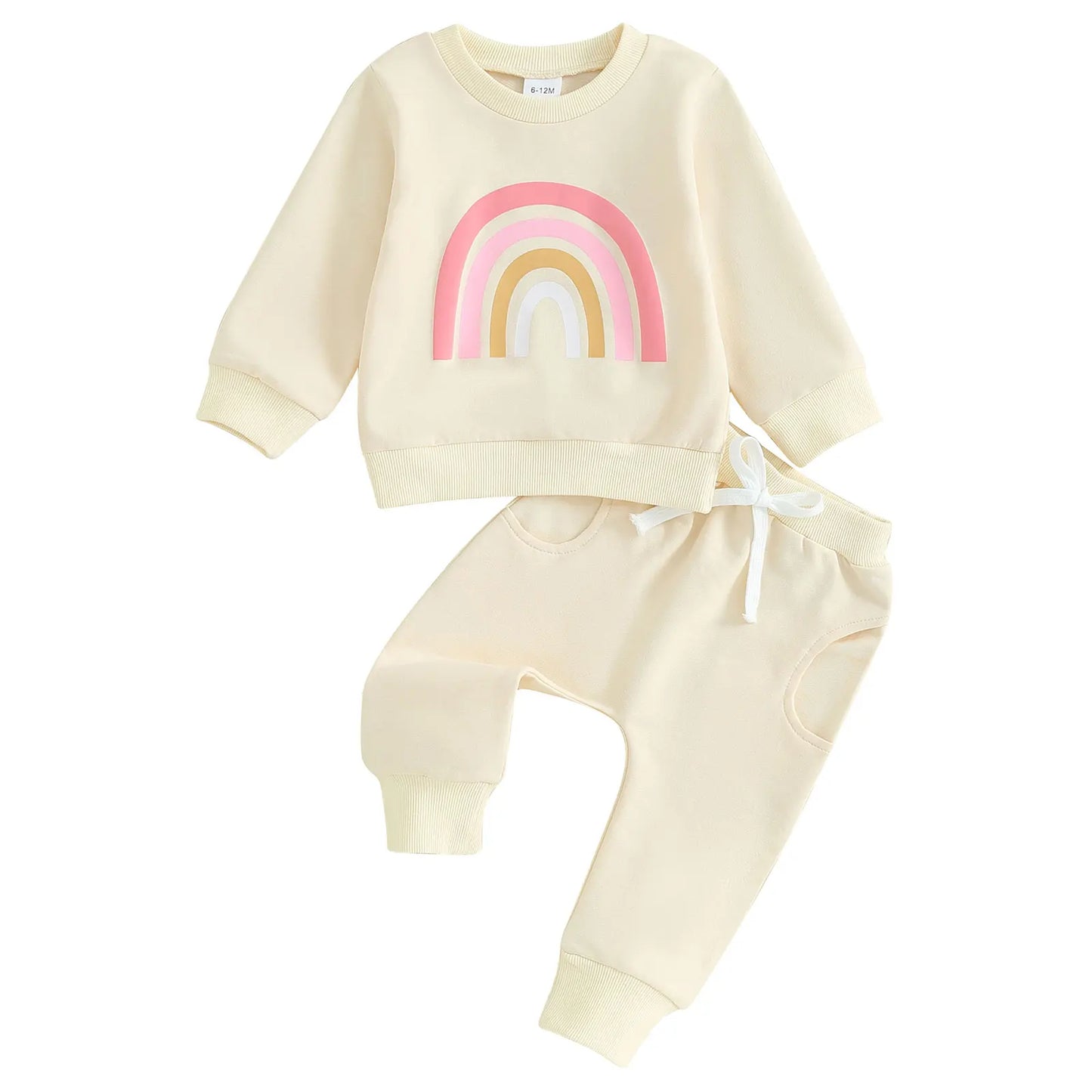 Citgeett Spring Toddler Baby Girls Fall Outfits Long Sleeve Rainbow Print Sweatshirt + Pants Clothes Autumn Set