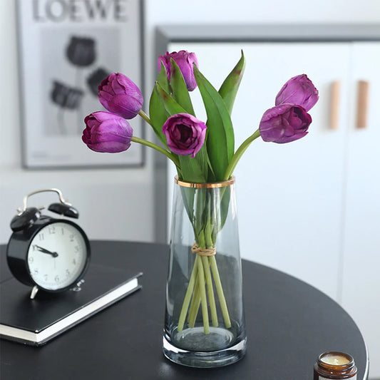 1 Bunch Artificial Tulip Flowers 6 Heads Real Touch Fake Flowers 13" for Mother's Day Valentine's Day Gifts Artificial