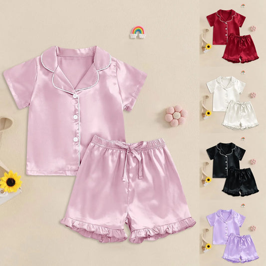 Baby Girl Warm Clothes Toddler Silk Pajamas Baby Kids Girl Satin Summer Feather Pajamas Short Sleeve Toddler Girl Slippers