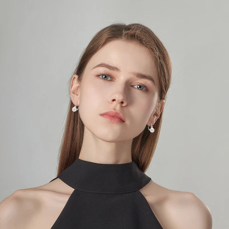 OXTAO Natural Freshwater Pearl Hoop Earrings Ladies Jewelry  Elegant Earring Valentine's Day Girlfriend Birthday Wedding Gift