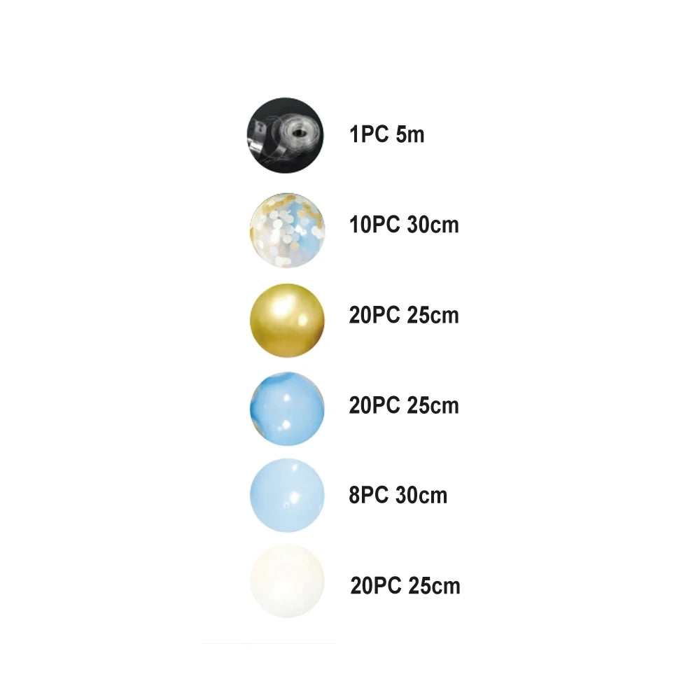 Festivals Christmas Halloween New Year Valentine's Day Thanksgiving Light Blue White Gold Latex Party Decoration Ballon Set