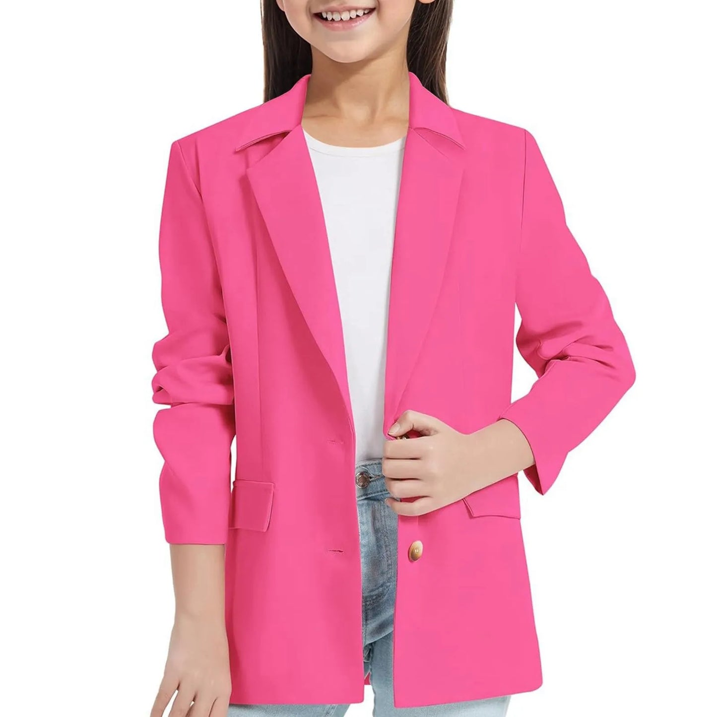 Youth Winter Coat Girls Long Sleeve Shawl Formal Suit Jacket Open Front Inner Pocket For Kids Girls Dress Up Coat Ropa De NiñA