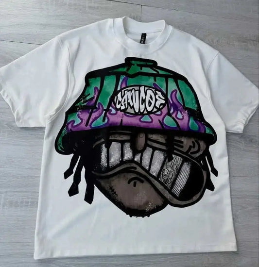 Y2k Harajuku Streetwear Men and Women Short Sleeved Fashion New Cartoon Print Design Shirt Retro Hip Hop Trend Oversized T-Shirt