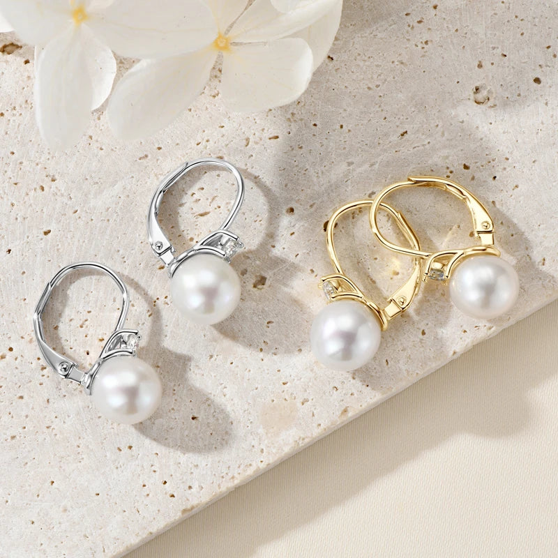 OXTAO Natural Freshwater Pearl Hoop Earrings Ladies Jewelry  Elegant Earring Valentine's Day Girlfriend Birthday Wedding Gift