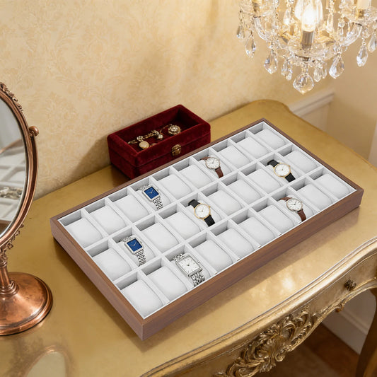 Watch Box 30 Compartments Watch Display Case Jewelry Storage Birthday, Valentine's Day, Wedding Gifts