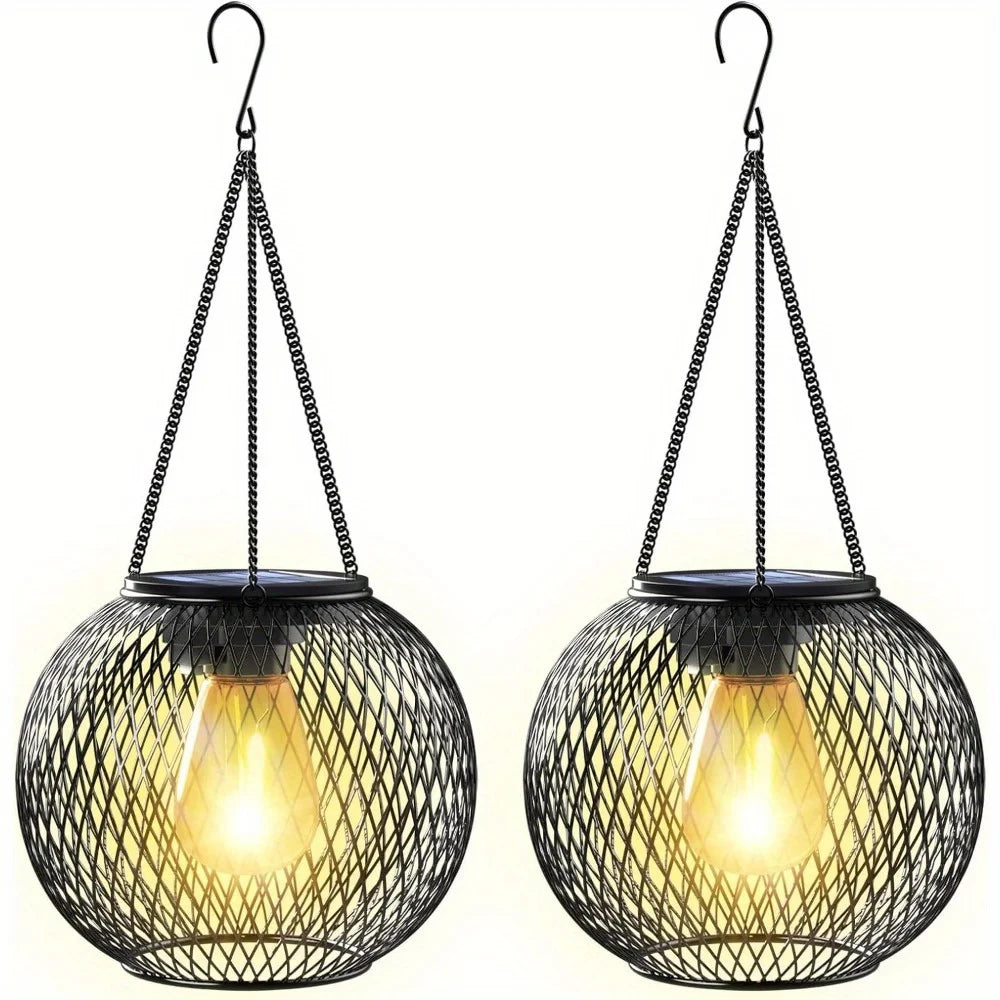 2 outdoor hanging solar lights garden courtyard patio path Valentine's Day gifts