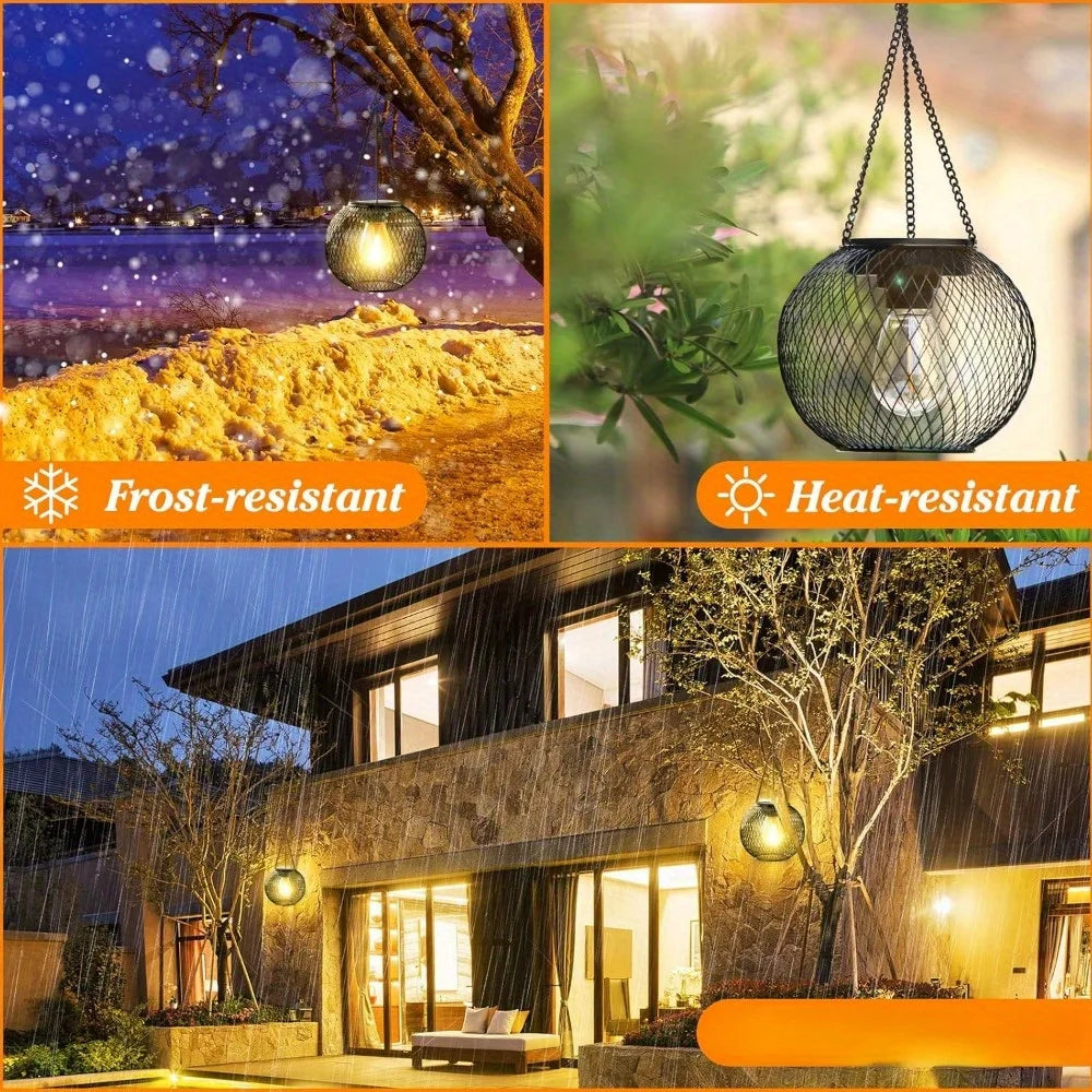 2 outdoor hanging solar lights garden courtyard patio path Valentine's Day gifts