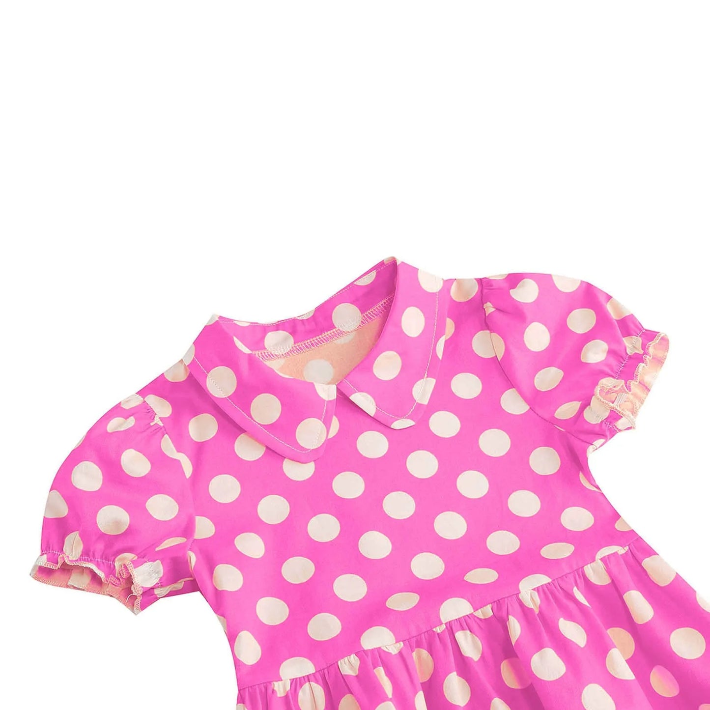 Girls' Dress French Short Sleeve Polka Dot Dress Holiday Children'S Summer Dress Lapel Blouse Dresses Kids Vintage Dresses