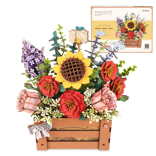 Robotime Flowers 3D Wooden Puzzle Artificial Bouquet Model Kits Wooden Puzzle Construction Kit Women Valentine's Day Birthday