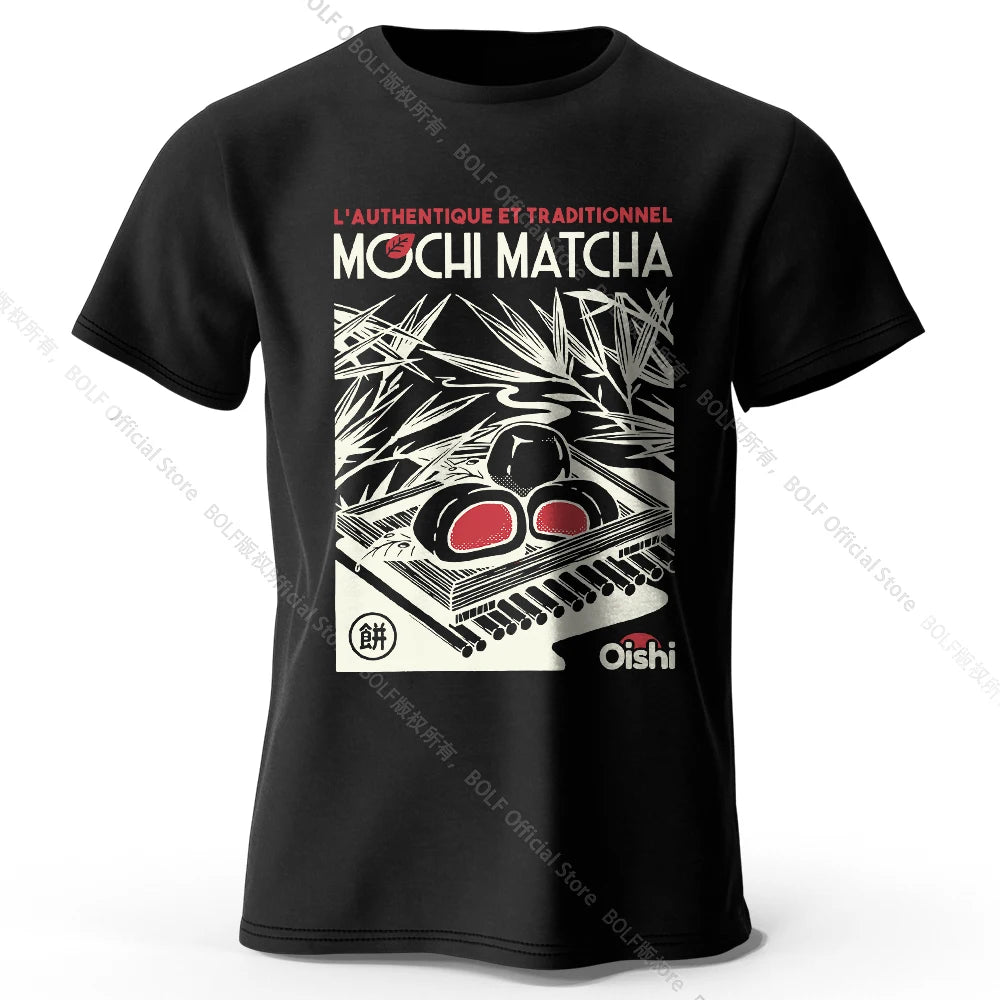 100% Cotton Artistic Japanese Street Food Print Tee - Vintage Hand-drawn Design Trendy Comfortable Casual Wear