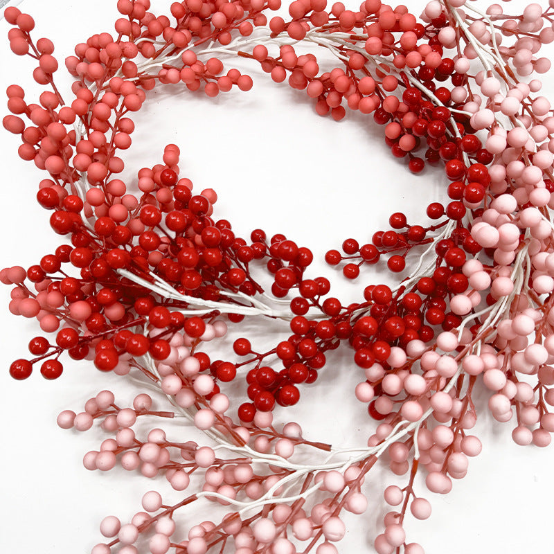6.56ft Flexible Artificial Valentine's Day Holly Berry Vine, Ombre Color Red Berry Garland, Winter Berry Garland for